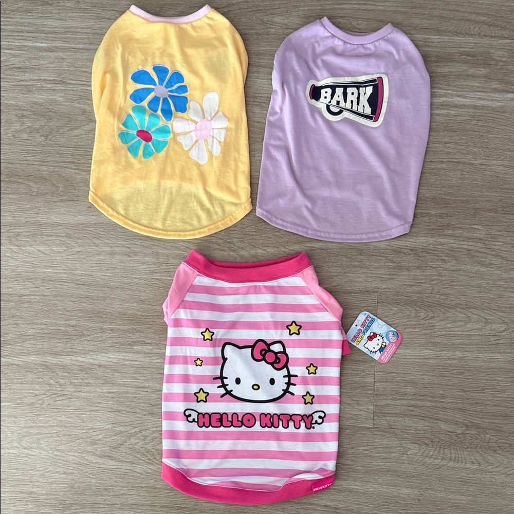 Hello Kitty Bark and Floral Dog Tees Med